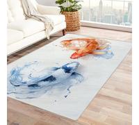 WIKEO Beach 3D Gamer Bedroom Rug Graffiti Retro Ocean Animals Modern Living Room - Bedroom Rugs Non-slip Graffiti Decoration -Soft Flannel Area Rugs For Teenage Child Boy(Red 110)-210x270cm