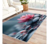 WIKEO Beach Area Rug Living Room Beach Stone Flowers rug Boys large Anti-Slip Backing, Washable, Soft Short Pile Carpet Modern Style Decorative Rugs Bedroom hallway(Pink 101)-60x90cm