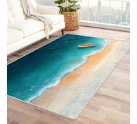 WIKEO Beach Area Rug Living Room Beautiful Beach Scenery Pattern Boys large Anti-Slip Backing, Washable, Soft Short Pile Carpet Modern Style Decorative Rugs Bedroom hallway(Blue 77)-180x240cm