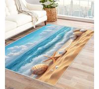 WIKEO Beach Area Rug Living Room Bedroom Beautiful Beach Scenery Short Pile Durable Carpet - Large Modern Soft Area Rugs Simple Style pattern for Living Room Bedroom(Blue 58)-180x240cm