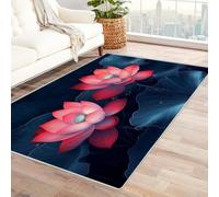 WIKEO Beach Area Rugs Living Room Beautiful Flowers Plants Modern Bedroom Kitchen Carpet - Geometric style Durable Super Soft Non Shedding Small Floor Rug Easy Care(Red 90)-120x150cm