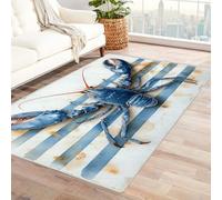 WIKEO Beach Area Rugs Modern Abstract Graffiti Ocean Animals Pattern Living Room Large Short Pile Rug Carpet-Non-Slip Soft Bedroom Rugs - Playroom hallway Home Decor(Blue 111)-60x90cm