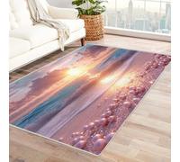 WIKEO Beach Area Rugs Modern Abstract Modern Beautiful Beach Living Room Large Short Pile Rug Carpet-Non-Slip Soft Bedroom Rugs - Playroom hallway Home Decor(Blue 99)-150x240cm