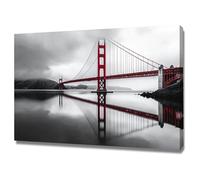 WIKEO Beach Pictures on Canvas Wall Art Ocean Bridge Images Modern Prints Seaview Landscape Artwork - for Living Room Bedroom Home Office Wall Decoration(Red)-40x60cm Framed