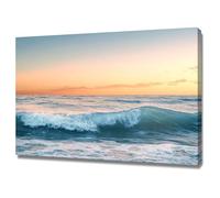 WIKEO Beach Pictures on Canvas Wall Art Ocean Landscape Painting Modern Prints Seaview Landscape Artwork - for Living Room Bedroom Home Office Wall Decoration(Orange)-70x100cm Framed