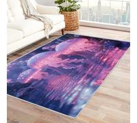 WIKEO Beach Rugs Living Room Large Machine Washable Rug Beautiful Marine Creatures Area Rugs for Bedroom - Large Boho Vintage Anti Slip Carpet for Living Room, Bedroom(Purple 43)-60x90cm