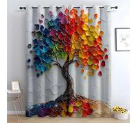 WIKEO Boho Floral Blackout Curtains Graffiti Colorful Tree Pattern for Living Room Thermal Insulated Curtain Eyelet Curtain for Baby Nursery Bedroom, Two Panels-52 W x 96" L (Pack of 2)