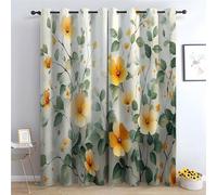 WIKEO Boho Floral Blackout Curtains Natural Field Scenery for Living Room Thermal Insulated Curtain Eyelet Curtain for Baby Nursery Bedroom, Two Panels-42 W x 63" L (Pack of 2)