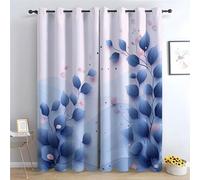 WIKEO Boho Floral Blackout Curtains Purple Plant Leaf Pattern for Living Room Thermal Insulated Curtain Eyelet Curtain for Baby Nursery Bedroom, Two Panels-42 W x 84" L (Pack of 2)