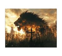 WIKEO Canvas Jesus Painting Nature Lion Poster Picture God Christ Motivational Film Poster Canvas Painting -Religious Wall Decor, for Living Room Bedroom(Black 26)-60x90cm Unframed