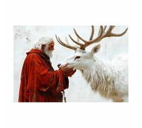 WIKEO Christmas Posters Wall Art Santa Claus Animal Pictures Large Aesthetic Xmas Posters, Gallery Wall Prints,for Holiday,Bedroom Bathroom, Living Room(Red 8)-70x100cm Unframed