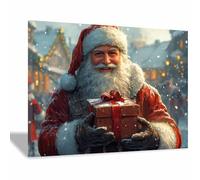 WIKEO Christmas Posters Wall Art Santa Claus Gift Poster Large Aesthetic Xmas Posters, Gallery Wall Prints,for Holiday,Bedroom Bathroom, Living Room(Red 8)-40x60cm Framed