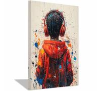 WIKEO Colorful Graffiti Decor Abstract Wall Art Color Boys Music Teen Boys Room Poster - For Living Room Bathroom Decor,Large Size Pictures Artwork(red)-40x60cm Framed