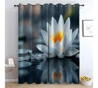 WIKEO Floral Blackout Curtains for Living Room Bedroom Beautiful Flowers In The Lake Eyelet Curtain Botanical Thermal Insulated Noise Reducing Drapes Window Treatment-52 W x 120" L (Pack of 2)