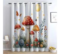 WIKEO Floral Curtains Cute Plants Animals Cartoon Forest Printed Room Darkening Curtain for Bedroom, Privacy Eyelet Thermal Insulated Green Curtain for Girls Room-42 W x 84" L (Pack of 2)