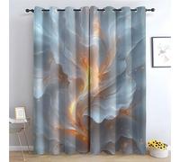 WIKEO Floral Curtains for Living Room Bedroom Abstract golden pattern Textured Farmhouse Curtain Leaf Printed Eyelet Rustic Drapes Window Treatment-42 W x 63" L (Pack of 2)