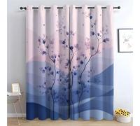 WIKEO Floral Curtains for Living Room Bedroom Retro abstract plant leaves Textured Farmhouse Curtain Leaf Printed Eyelet Rustic Drapes Window Treatment-52 W x 90" L (Pack of 2)