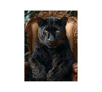 WIKEO Forest Animal Rustic Wall Art Leopard On The Sofa Farmhouse Wall Decoration -African Wild Animals Canvas for Cabin Bedroom Living Room Canvas Prints(black)-70x100cm Unframed
