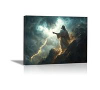 WIKEO Jesus Wall Art Print Picture Home Decor Abstract Mountain Jesus God Christ Motivational Film Poster Canvas Painting - Living Room Bedroom Office Posters(Yellow 78)-30x40cm Framed