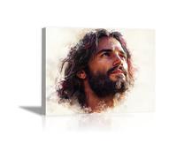 WIKEO Jesus Wall Art Print Picture Home Decor Graffiti Jesus Artwork Picture God Christ Motivational Film Poster Canvas Painting - Living Room Bedroom Office Posters(Beige 15)-30x40cm Framed
