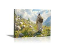 WIKEO Jesus Wall Art Print Picture Home Decor Jesus Nature Animals Mural God Christ Motivational Film Poster Canvas Painting - Living Room Bedroom Office Posters(Beige 57)-60x90cm Framed