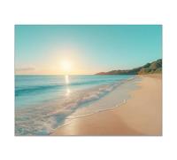WIKEO Modern Abstract Beach Wall Art, Beautiful beach scenery Home Décor, Watercolour Style Ocean Gallery Wall Art, Nature Landscape Bathroom Wall Art - 40x60cm Unframed(blue)