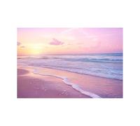 WIKEO Modern Abstract Beach Wall Art Sunset Beach Scenery Decoration Living Room Bedroom,Bathroom Kitchen Small Home Decor Printed Modern Artwork(Pink)-30x40cm Unframed