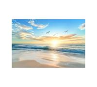 WIKEO Modern Abstract Beach Wall Art Sunset Beach Scenery Decoration Living Room Bedroom,Bathroom Kitchen Small Home Decor Printed Modern Artwork(Gold)-60x90cm Unframed