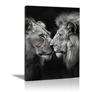 WIKEO Modern Canvas Wall Art Prints Retro Lions And Leopards Rustic Farmhouse Bathroom Prints, Funny Bedroom Wall Decor, Animal for Living Room Artwork(Grey)-60x90cm Framed