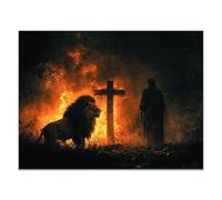 WIKEO Modern Jesus Wall Art Jesus Lion Artwork Picture Canvas Print -Office Family Bedroom Decorative Posters Gift -Wall Decor Poster Bedroom Painting Office(black)-30x40cm Unframed