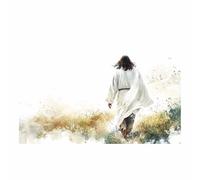 WIKEO Modern Jesus Wall Art Jesus Walking On Water Canvas Print -Office Family Bedroom Decorative Posters Gift -Wall Decor Poster Bedroom Painting Office(orange)-30x40cm Unframed