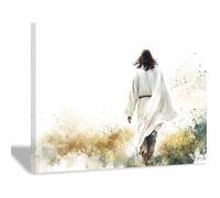WIKEO Modern Jesus Wall Art Jesus Walking On Water Canvas Print -Office Family Bedroom Decorative Posters Gift -Wall Decor Poster Bedroom Painting Office(orange)-70x100cm Framed