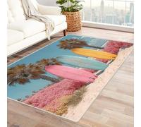 WIKEO Modern Ocean Rug Nautical Tropical Beach Scenery for Bedroom Living Room, Soft Plush Furry Bedside Carpet, Beach Rug Coastal Rugs Beach Area(Green 48)-150x240cm