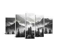 WIKEO Set of 5 Colourful Tree of Life Home Decor Pictures Wall Art Nature Forest Tree Mural Minimalist Modern Artwork for Living Room Bedroom Home Office Decoration(Grey 62)-80x150cm Framed