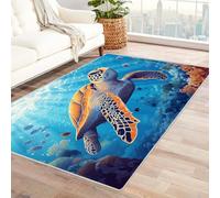WIKEO Summer Indoor Modern Contemporary Area Rug Beach Ocean Cute Animals Tropical Ocean Beach Soft Non-Shedding Carpet Floor Living Room Bedroom Area Rugs Washable(Orange 71)-60x90cm