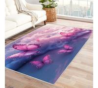 WIKEO Summer Indoor Modern Contemporary Area Rug Beautiful Beach Animals Tropical Ocean Beach Soft Non-Shedding Carpet Floor Living Room Bedroom Area Rugs Washable(Purple 59)-120x180cm