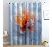 WIKEO Tropical Forest Floral Blackout Curtains Orange beautiful flowers Eyelet Thermal Noise Reducing Dim Out Curtain for Bedroom and Living Room,2 Panels-52 W x 72" L (Pack of 2)