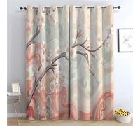 WIKEO Tropical Forest Floral Blackout Curtains Simple Flowering Tree Pattern Eyelet Thermal Noise Reducing Dim Out Curtain for Bedroom and Living Room,2 Panels-42 W x 63" L (Pack of 2)
