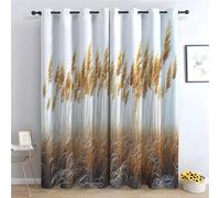 WIKEO Tropical Forest Floral Blackout Curtains Winter Plant Patterns Eyelet Thermal Noise Reducing Dim Out Curtain for Bedroom and Living Room,2 Panels-52 W x 90" L (Pack of 2)