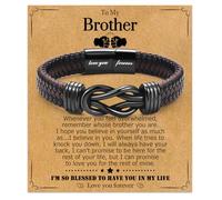 WIKHIA Gifts for Dad Son Grandson Boyfriend Husband, Cool Infinity Leather Bracelet for Him Birthday Christmas Anniversary Valentine's Day Present Ideas for Men