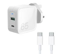 WIKIPARTS New 65W GaN Tech Dual Port USB C Charger for Acer Chromebook 314 CB314-1H-C6ZL, 314 CB314-1H-C7W8 Fast Charging UK Wall Plug Type C Charging block Power Adapter