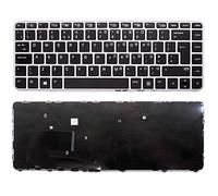 WIKIPARTS New UK Layout Laptop Keyboard Replacement For HP EliteBook 840 G3, 740 G3, 745 G3, 848 G3 Notebook Backlit English Keyboard Silver Frame with No Mouse Pointer