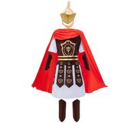 WIKITOT Roman Costume Kids, Roman Soldier Costume with Golden Helmet, Greek Costumes for Boys Age 5-13, World Book Day Halloween Fancy Dress for Kids(M)