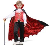 WIKITOT Vampire Costume Kids, Halloween Costumes with Vampire Cape for Boys Aged 3-12 Years Old, Fancy Dress for Kids & Toddlers Role Play Toys Gifts