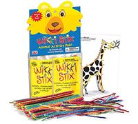 WIKKI STIX Animal Activity Pak - Features 12 Zoo Animals with Hands-on Activity and Fun Fact on Each, Made in The USA! Multiple Colors !