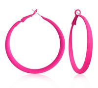 WIKMAB Bohemian Simplicity 70s 80s Classic Vintage Big Alloy Hoop Earrings Retro Neon Party Circle Disc Baked Enamel Earrings for Women, One size, Metal, No Gemstone