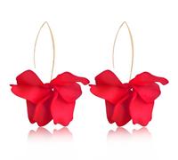 WIKMAB Bohemian Unique Handmade Resin Flower Petal Lightweight Dangle Earrings Multiple colors Acrylic Rose Floral Tiered Hook Earrings, One size, Acrylic, No Gemstone