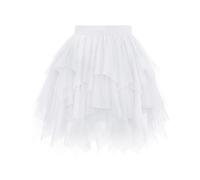 Wikoan Women's Tulle Tutu Skirts Multilayer Mesh Irregular Pleated Ladies Skirt Vintage A-line for Rockabilly Dancing Party Halloween Christmas Daily,White,2XL/3XL