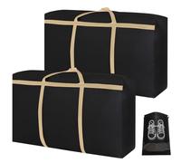 wiksite 2 Pcs 180L Extra Large Storage Bags Waterproof Under Bed Storage 600D Oxford Thickened Sturdy Moving Bags Bedding Storage Dustproof for Clothes Quilt Bedding Traveling & Moving 180L-Black