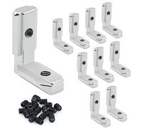 wiksite Aluminium Profile Bracket Pack of 10, 30 x 30 mm, Silver, Corner Mounting, Aluminium Frame